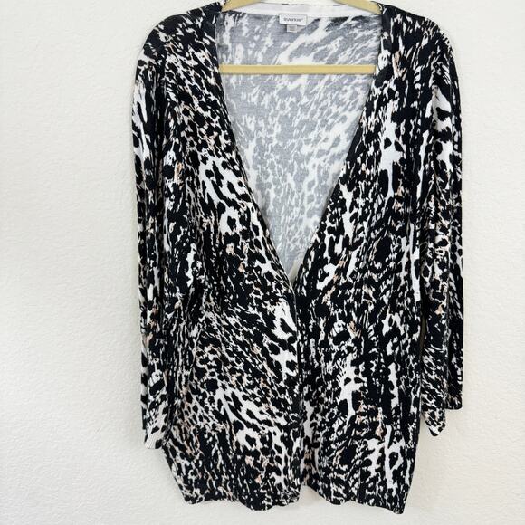 Avenue Women's Knit Open Cardigan Rayon  Black Ivory Size 18/20 - Picture 1 of 10